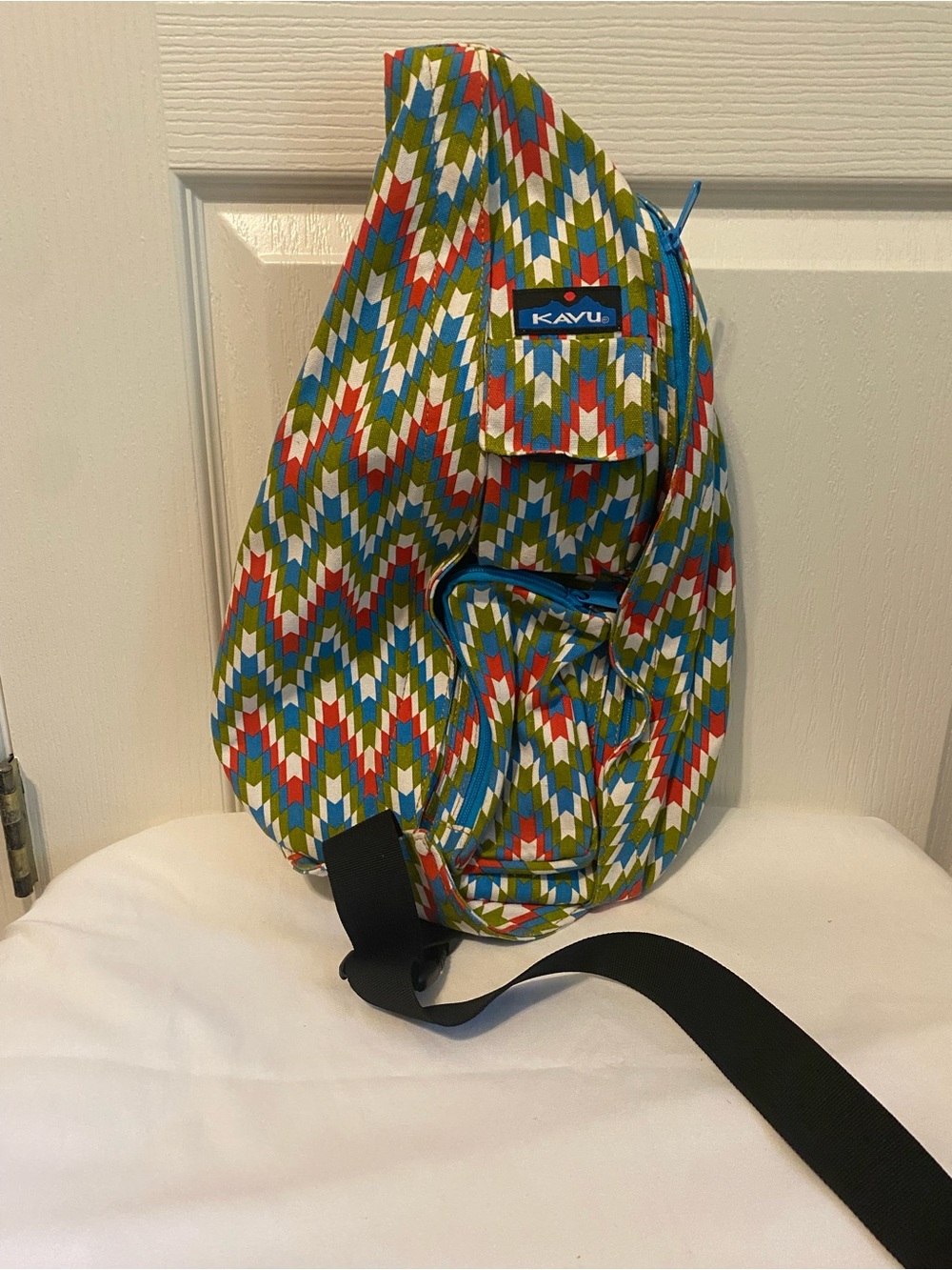 KAVU Green Blue Red Patterned Sling Bag
